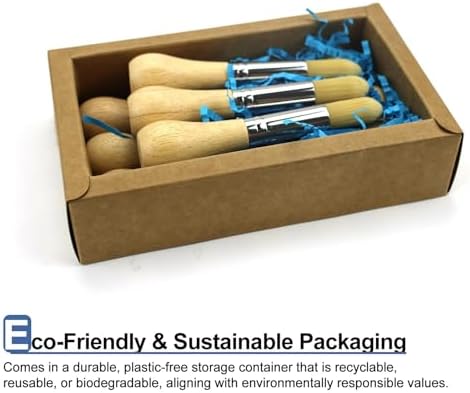 Complete nine-piece set of yellow washable non-toxic kids paintbrushes arranged neatly.