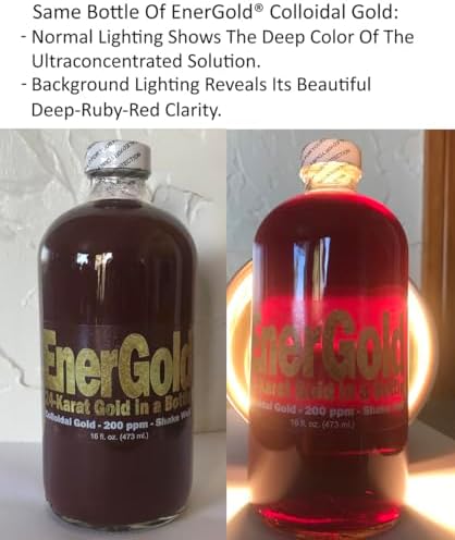 EnerGold ruby red colloidal gold liquid close up