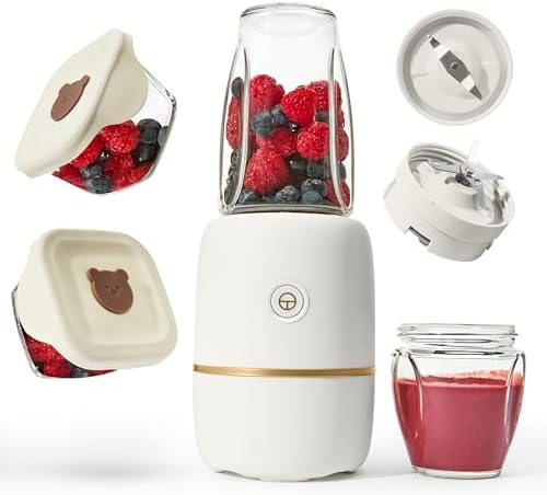Kwiplee baby food maker with two borosilicate glass cups detached.