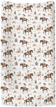 Western nursery theme changing pad cover with cactus print