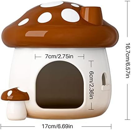 BUCATSTATE Hamster Hideout Ceramic, Mushroom Shape Hamster House and Habitats Cool Bed Ideal for All Season Dwarf Hamster Gerbil Mice Golden Bear (Brown-Large) - Image 3