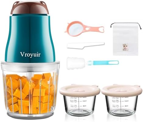 Vroyuir baby food processor ten stainless steel blade assembly close up