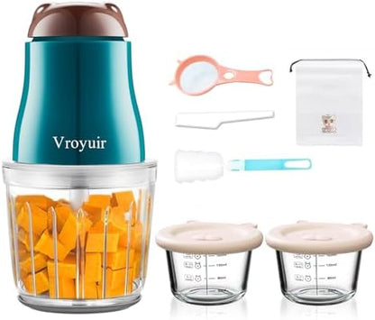 Vroyuir baby food processor ten stainless steel blade assembly close up