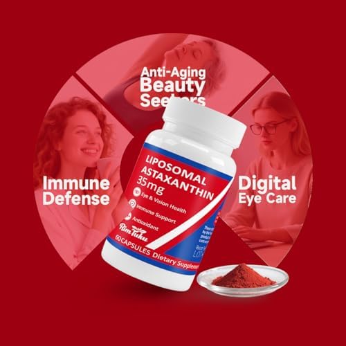 Side label of RimTuku liposomal astaxanthin capsules highlighting 35mg serving size