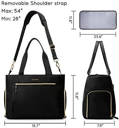 Professional working mom carrying Mommore breast pump tote bag.