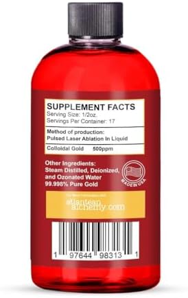 Atlantean Alchemy Colloidal Gold Bottle Size and Purity Details