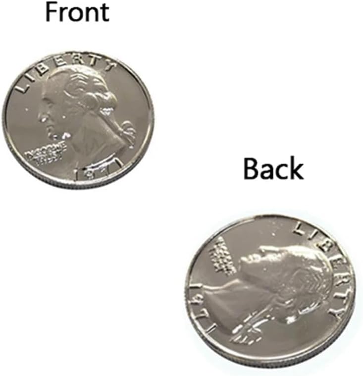 Magician performing with zinc alloy double face quarter coin