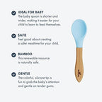 Five pack assortment of Avanchy bamboo baby spoons displayed on a clean background.