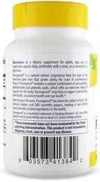 Healthy Origins Pycnogenol supplement facts and active ingredients label