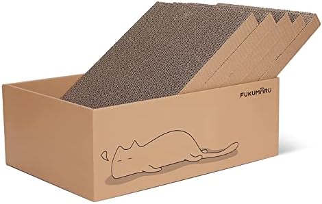 Fukumaru cardboard cat scratcher box showing reversible pads
