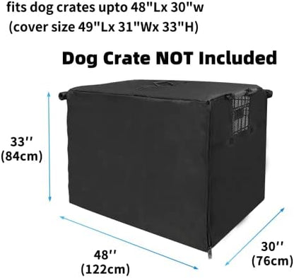 Joroamp large dog cage cover in black displaying the top zipper opening for easy handle access.