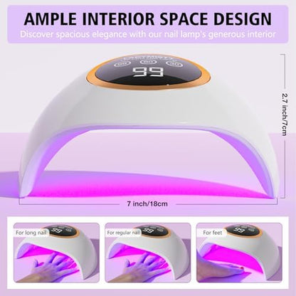 LadyMisty 72W UV LED lamp showing professional gel curing results