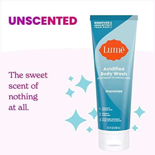 Back label of Lume Acidified Body Wash showing ingredients and usage