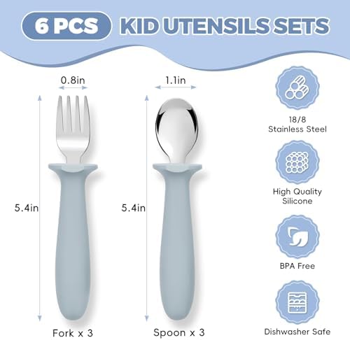 Vitever stainless steel fork and spoon set for toddlers