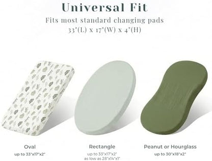 Gender neutral leaf design Coreeky changing pad cover on standard nursery table