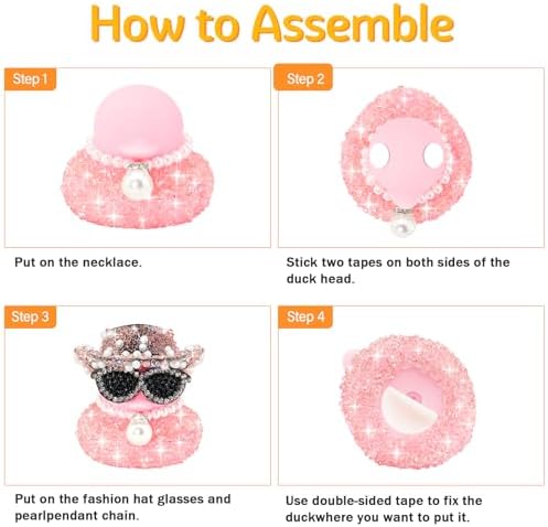 Wonuu sparkling pink rhinestone car decoration with cowboy hat side view