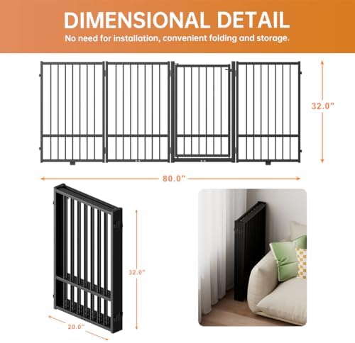 Snuowu black metal indoor outdoor dog fence protecting the bottom of a house staircase