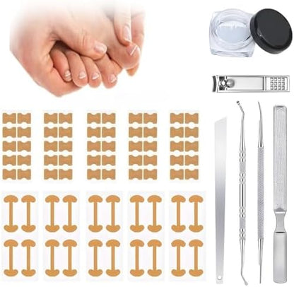 Stainless steel nail lifter and file tools from the Ketsicart pedicure set cleaning a curved toenail.