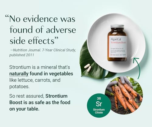 Side view of AlgaeCal Strontium Boost bone health supplement
