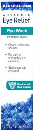 Back label of Bausch and Lomb eye wash showing drug facts and purified water ingredients.