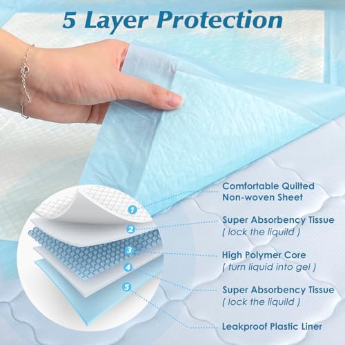 Close up view of the five layer protection design of the extra large disposable incontinence urine sheets