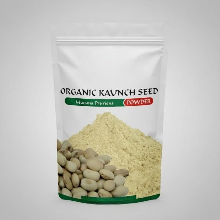 Generic Pure Mucuna Pruriens Konch Beej 200 grams packaging front view displaying organic herbal supplement powder for vitality.