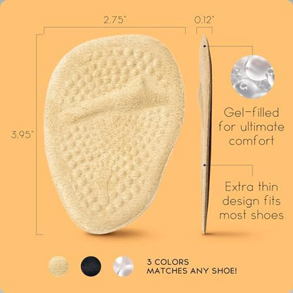 Walkize heel inserts for women being placed inside a high heel shoe for comfort.