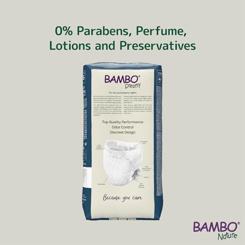 Bambo Nature premium bedwetting training pants for thirty-five to fifty kilograms weight capacity overview.