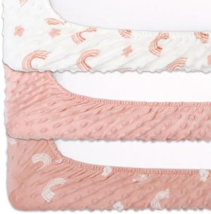The Peanutshell 3 pack baby girl changing pad cover set flat lay