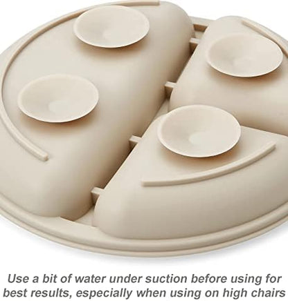 Top view of PandaEar silicone feeding set showing divided sections