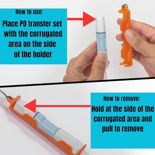 MandMcares orange dialysis catheter line holder showing the adjustable rear toggle fit system on the neck lanyard.