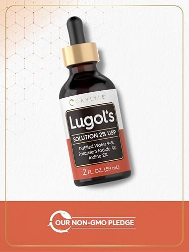 Authentic Carlyle Lugols liquid dietary supplement bottle on clean background
