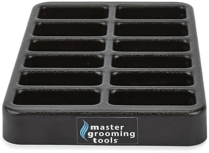 Master Grooming Tools ABS plastic storage rack showing twelve large slots for wide blades