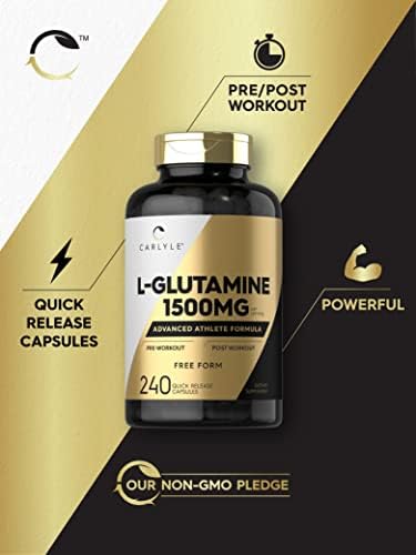 Carlyle L-Glutamine advanced athlete formula container side view