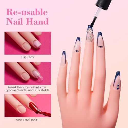 Side view of flexible training hand for nail technicians