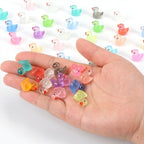 DIY craft project featuring small luminous resin ducks.
