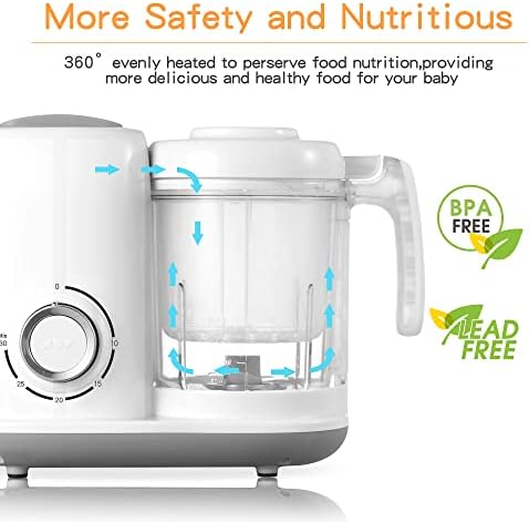 AMZBABYCHEF baby food processor steam circulation system showing lock in nutrient technology