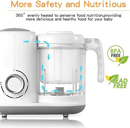 AMZBABYCHEF baby food processor steam circulation system showing lock in nutrient technology