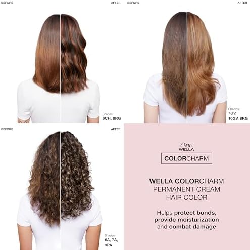 Back label of Wella Colorcharm cream hair dye displaying standard application instructions.