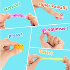 Close up of various animal shaped kawaii squishies