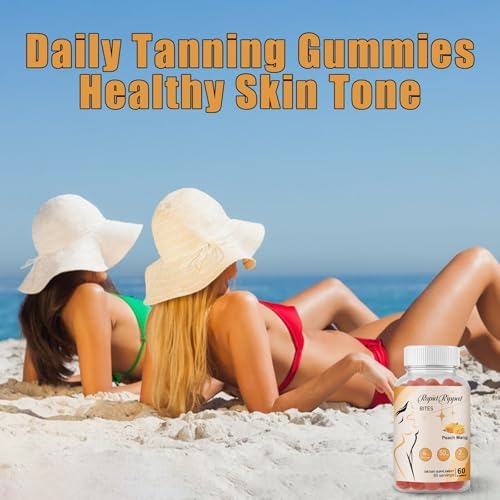 Back panel of TAFUTY tanning gummies bottle showing suggested use and directions