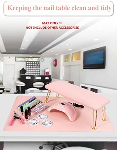 (MAT ONLY) Pink Nail Art Table Mat, Foldable Nail Art Hand Rest Pad for Nail Arm Rest Cushion, Soft Microfiber Leather Nail Mat, Manicure Pad Nail Table Pad Desk Mat for Nail Technician Salon Home - Image 5