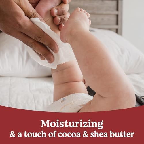 Side view of Huggies Nourish baby wipes packaging with push button detail