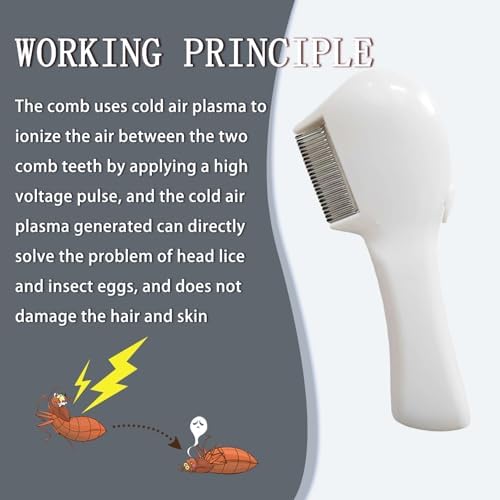 Side view of V-Comb electrical head lice remover showing ergonomic handle and power cord