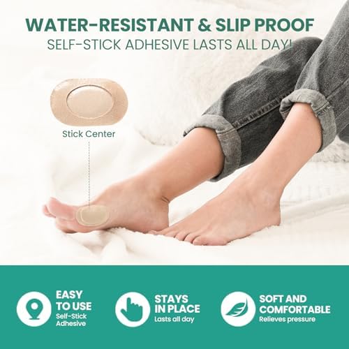 Welnove foot care pads applied on a foot to demonstrate bunion pressure protection.