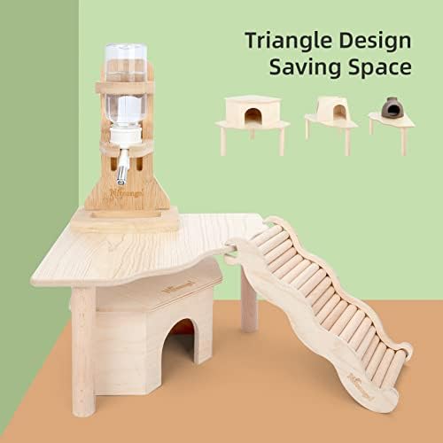 Niteangel Hamster Play Wooden Platform for Dwarf Syrian Hamsters Gerbils Mice Degus or Other Small Pets (Triangle - 5.9'' Height, Burlywood) - Image 5