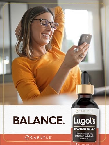 Carlyle Lugols Iodine supplement bottle close up detailing product ingredients