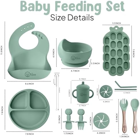 O'doe Baby Weaning Set â€“ 15 Pcs Silicone Baby Feeding Set with Suction Plate, Bowl, Bib, Sippy Cup, Fruit Feeder & Freezer Tray â€“ Baby Plates and Bowls Set for 3M+ | BPA-Free Baby Dishes & Utensils - Image 3