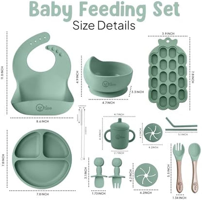 O'doe Baby Weaning Set â€“ 15 Pcs Silicone Baby Feeding Set with Suction Plate, Bowl, Bib, Sippy Cup, Fruit Feeder & Freezer Tray â€“ Baby Plates and Bowls Set for 3M+ | BPA-Free Baby Dishes & Utensils - Image 3