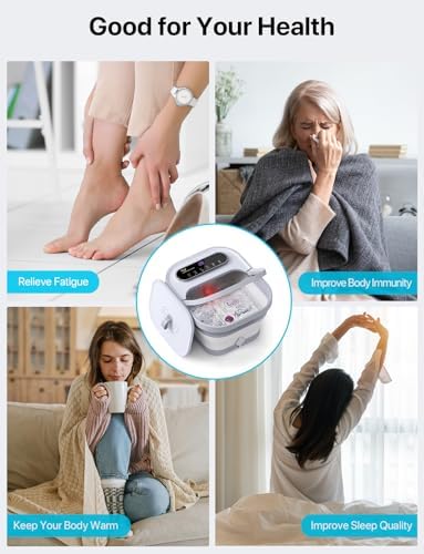Alljoy foot spa massager in use during a relaxing home pedicure session